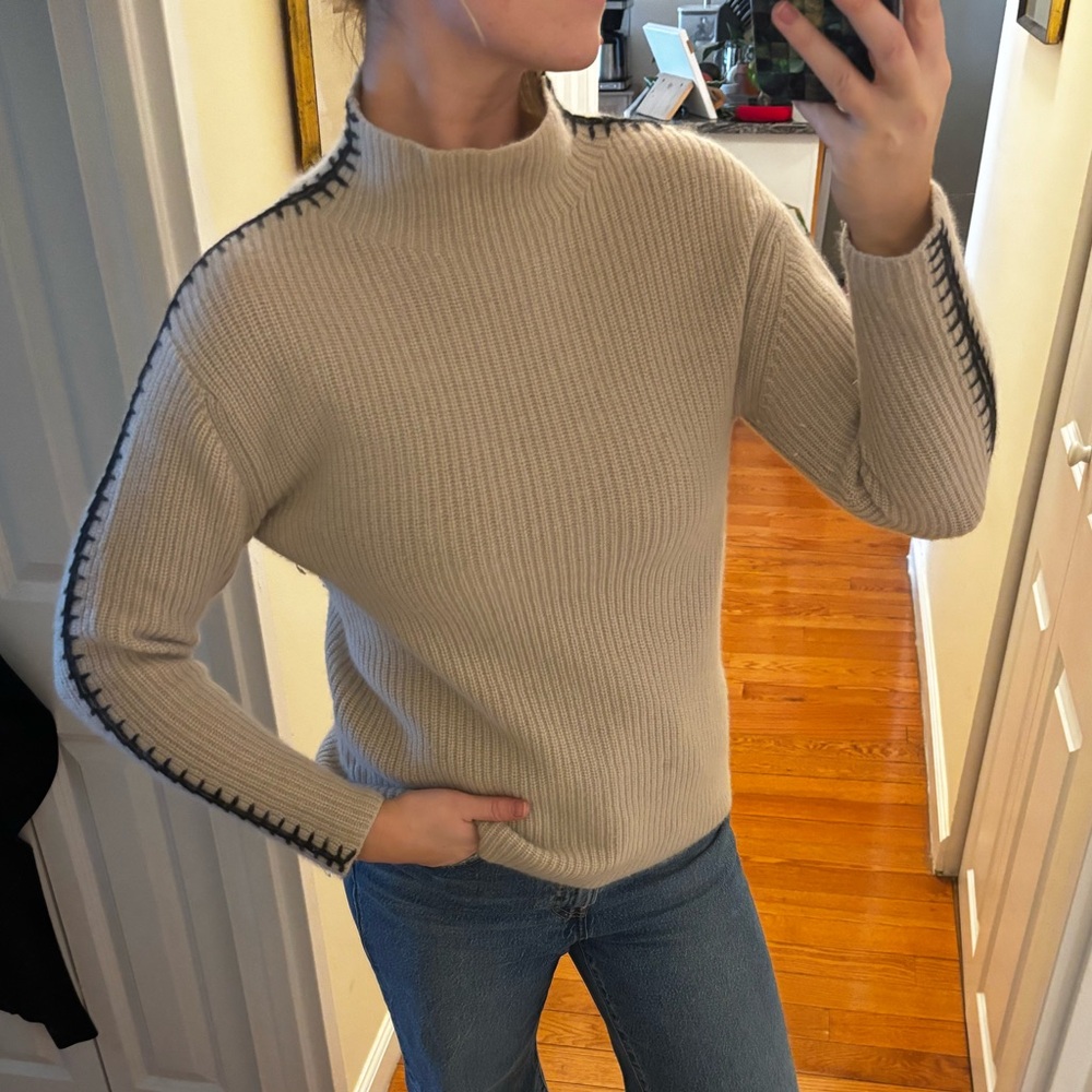 Saks Fifth Avenue Beige Turtleneck Sweater